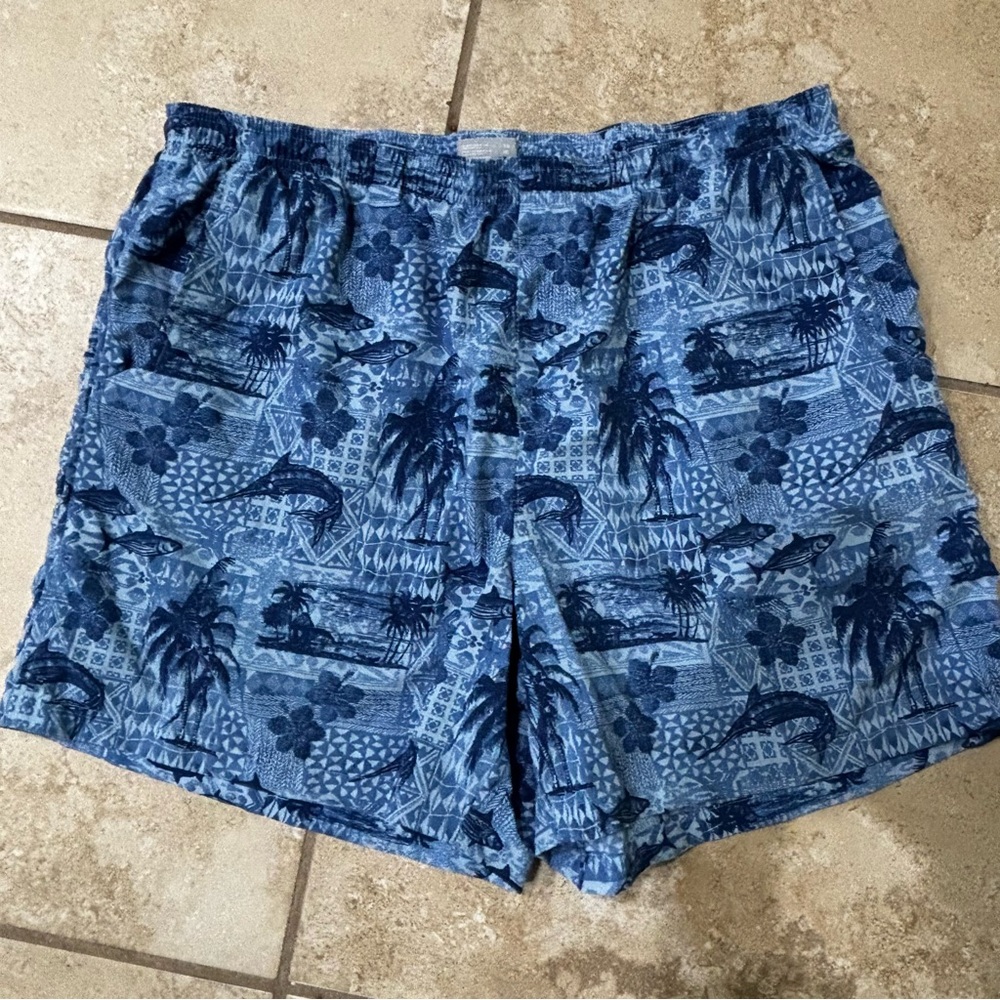 Men's Columbia Blue Tropical Print Swim Shorts XL